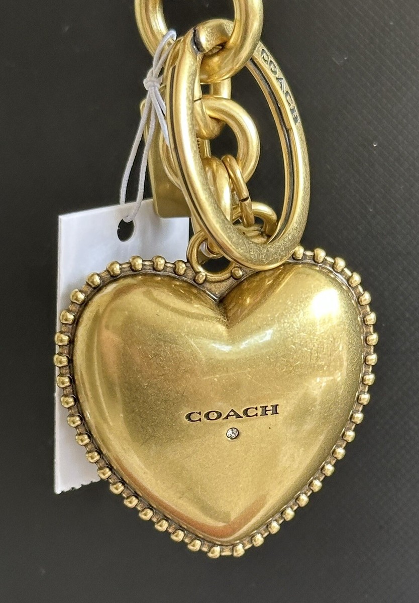 NWT COACH VINTAGE CHERRY RESIN PUFFY HEART BAG CHARM FOB 