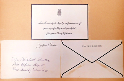 Rare Original John F Kennedy Assassination Sympathy Card from Jacqueline Kennedy