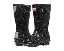 HUNTER KIDS GIRLS ORIGINAL GIANT GLITTER BOOTS BLACK SIZE UK 1 NWB