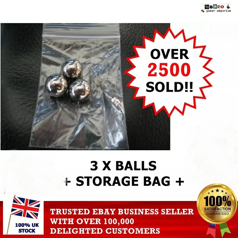 SCREWBALL SCRAMBLE Ball - 3x Replacement Metal Steel Ballbearing +BAG Tomy Game