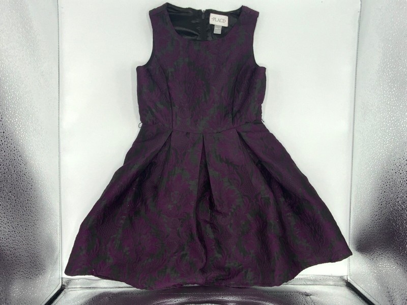 PLACE Girls Deep Purple Black Flower Lace Dress size 6X/7 The Children's Place