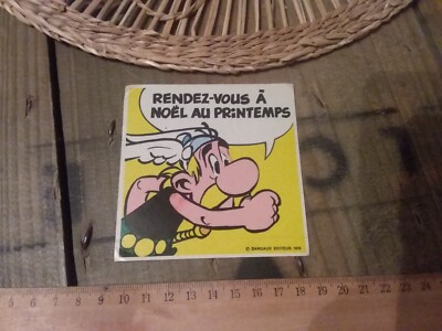 Alter Vintage Aufkleber Asterix Weihnachten im Frühling Laden 1976