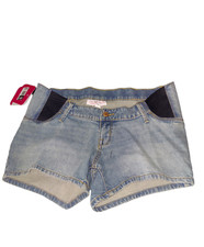Isabel Women Sz 4 Side Panel MIDI Maternity Light Wash Blue Jean Shorts Z1 
