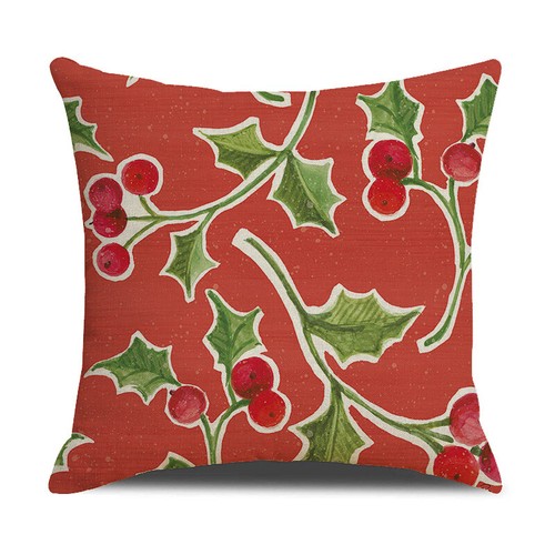 Christmas Joy Green Leaves Throw Pillow Covers Winter Holiday Holly Cushion Case - Picture 46 of 71