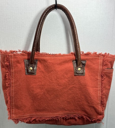 Myra Upcycled Canvas & Leather "LE CAFE DE LA PLACE PROVENCE" Tote Handbag - Picture 2 of 14