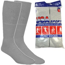 3, 6, 12 Paris For Mens Gray Athletic Sports Cotton Tube Socks Size 9-15