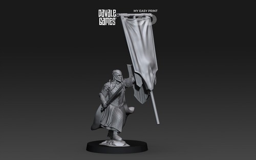 Armoured Wood Elf Foot Banner 1 Davale Games 3D Printed With High Quality Resin - Picture 10 of 11