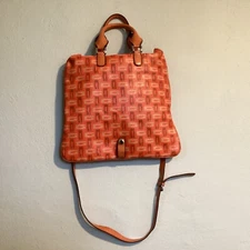 GUESS Womens Crossbody Bag Size Satchel Orange Logo Zip 14 X 13 Preowned