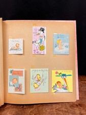 Vintage 1960s Pink Scrapbook Includes Original Baby Shower Cards 4 Pages 