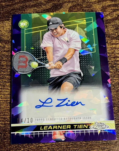 LEARNER TIEN 2024 Topps Chrome Tennis Sapphire Purple Auto 04/10