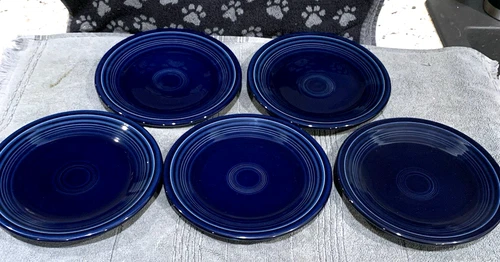 Fiesta Cobalt Blue 7.25 Salad/Dessert Plates Set Of 5 Homer Laughlin USA Ex Cond