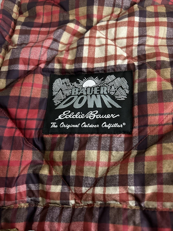 "Vellón a cuadros Eddie Bauer plumón de ganso rojo y tostado 50"" x 72"" de gran tamaño" Foto 2 de 4