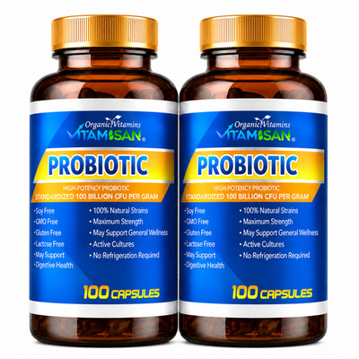 Probiotic 100 Billion CFU 200 Capsules Gut & Immune Support Digestive Health Sup