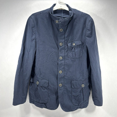 Massimo Dutti Cotton Linen Blue Jacket Coat Blazer Size US 42 Made In Romania