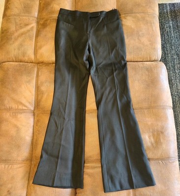 Tom Ford Womens Dress Pant Sz IT 40 Virgin Wool Blend Long Flared Leg Black 