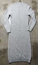 Tahari Women’s Turtleneck Sweater Ribbed Long Dress Grey Large