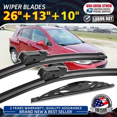 Top Lock Bracketless Windshield Wiper Blades Front+Rear Set of 26in+13in+10in