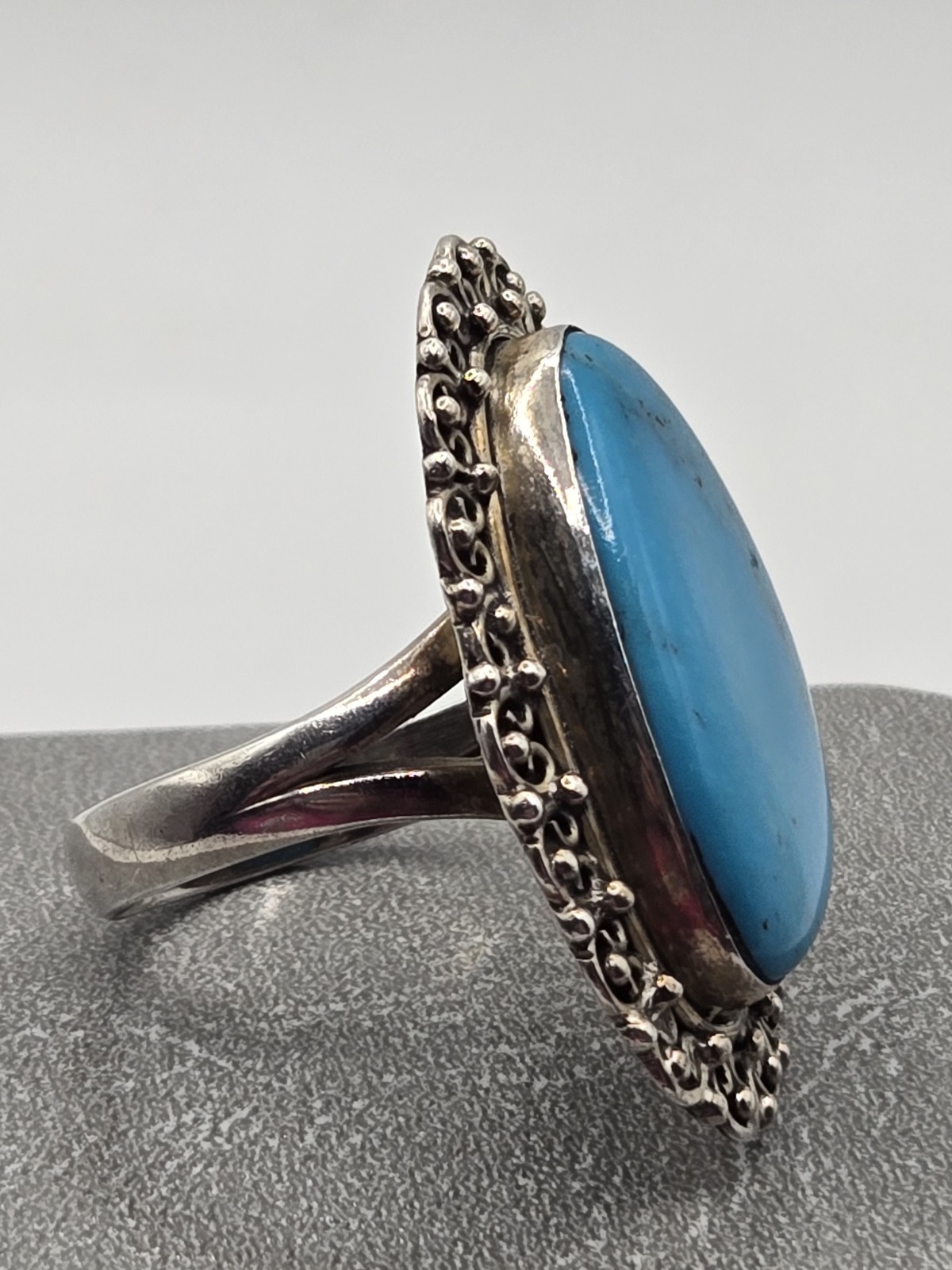 Large Sterling Silver Turquoise Statement Ring Bo… - image 6