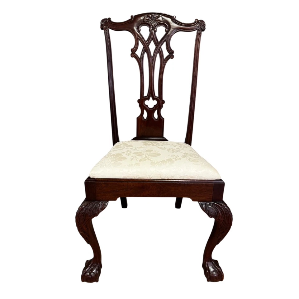 Antiguo juego de 6 sillas de comedor Chippendale de caoba, años 20 #22480 Foto 3 de 4