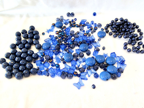 Beads for Jewelry Making - Light Blue and Dark Blue - Acrylic and Glass - Nice!