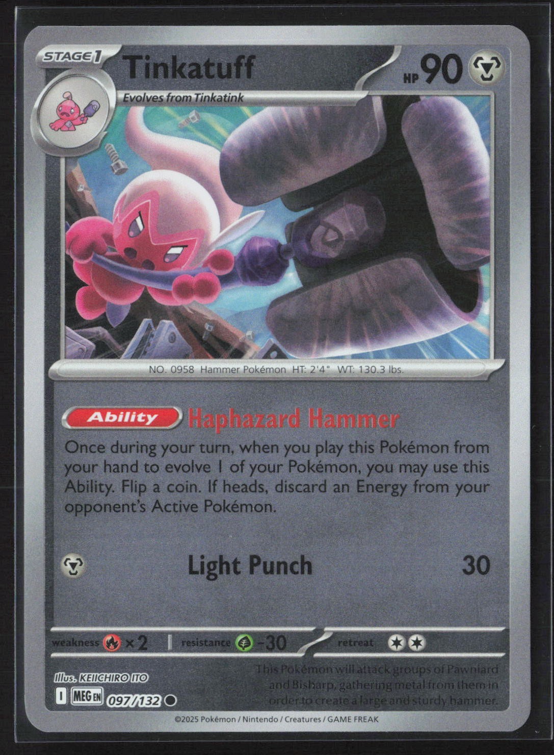 097/132 Tinkatuff - ME01 Mega Evolution Reverse Holo NM Pokemon
