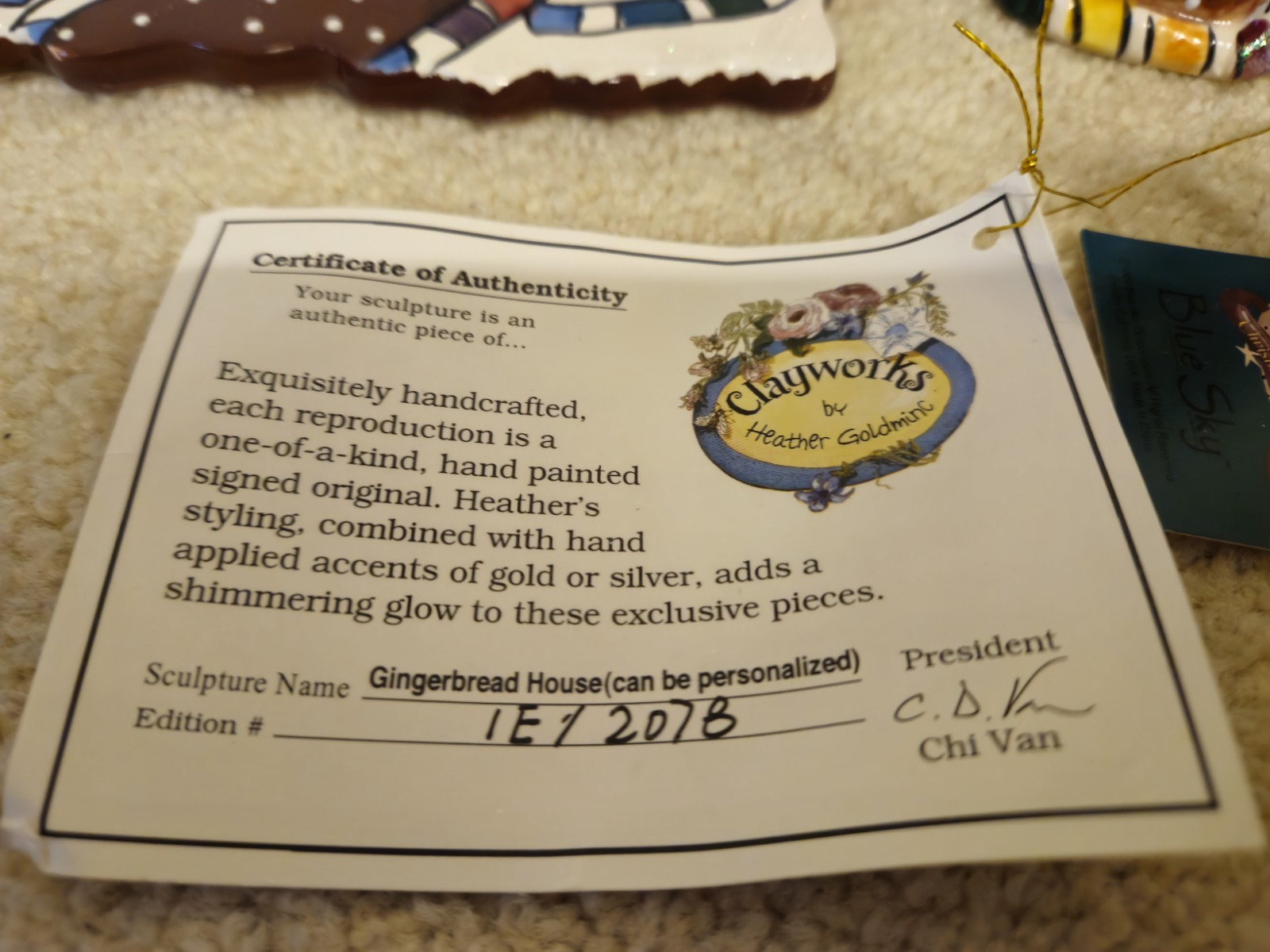 BLUE SKY CLAYWORKS CHRISTMAS CANDY CANE BUNGALOW HOUSE WITH BOX "ORIGINAL OWNER"