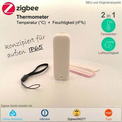 2in1 Zigbee Smart Home IP65 Thermometer Temperatur+ Feuchtigkeit für Z2M ioB HA