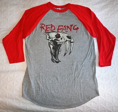 Red Fang Stoner Rock Band T-Shirt Large 3/4 Sleeve Augusta Gray Red
