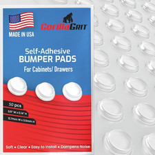 Pack of 50 Cabinet Door Bumpers - 1/2  Diameter Clear Adhesive Pads for Drawers,