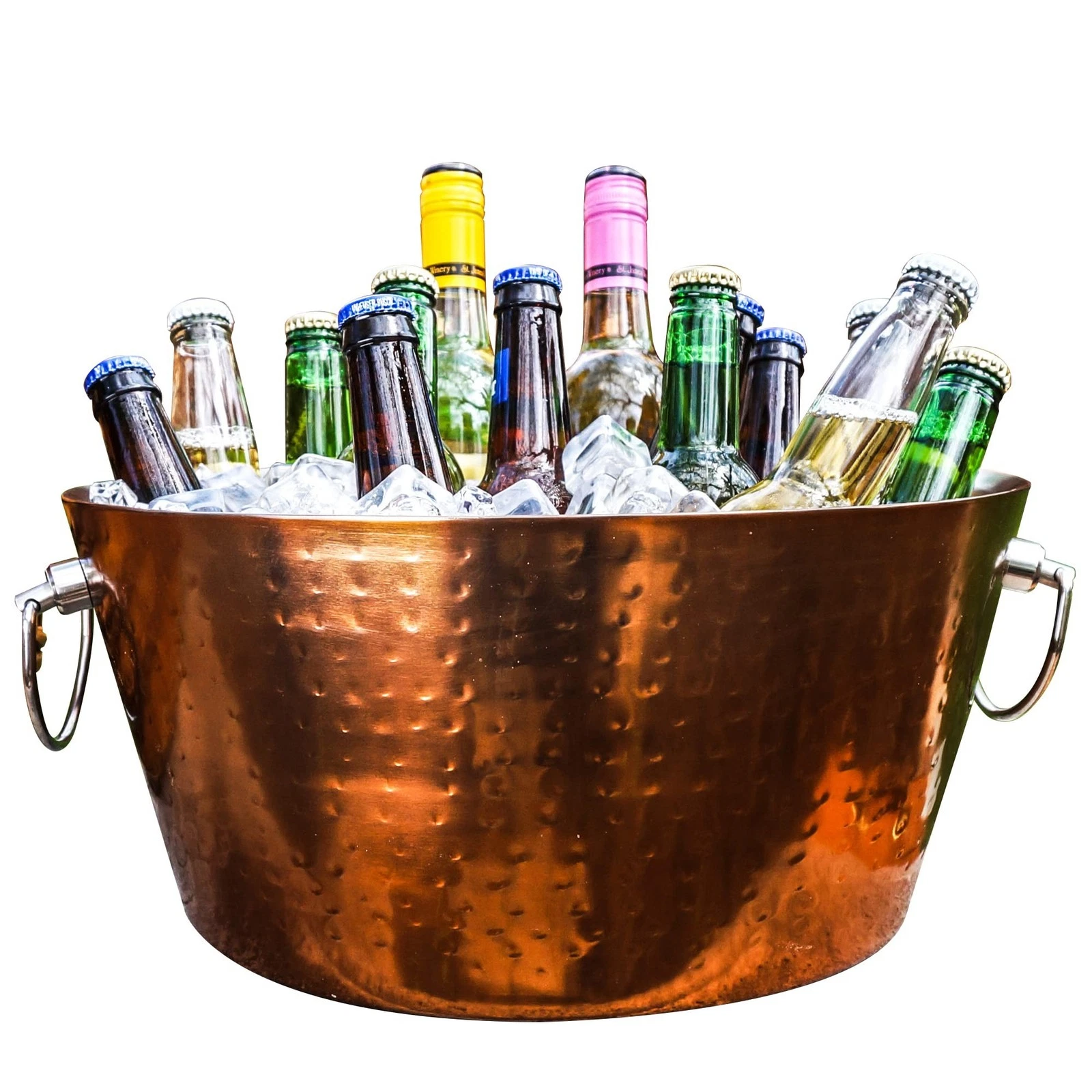 BREKX Insulated Rose Copper Double Walled Ice Bucket for Parties, Anchored Wi...