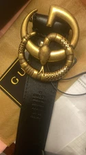 Gucci Black Leather Snake Belt, 105Cm, Unisex, Comes With Everything, New