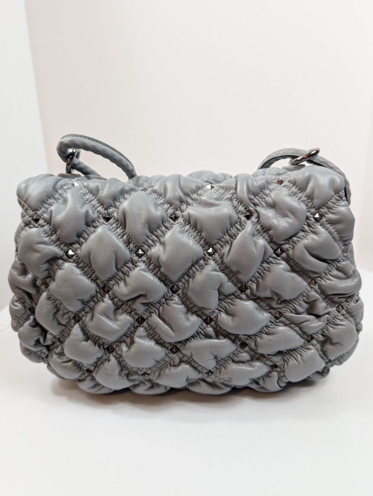 Valentino Garavani Blue Grey Roman Rockstud Shoulder Bag image 3