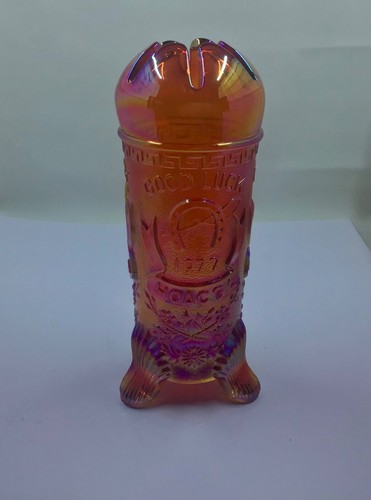 VTG Fenton Good Luck Hoacca Vase Carnival Glass 7" - Picture 9 of 9