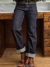 Red Tornado Vintage Men's Jeans Loose Fit Straight 14oz Selvedge Raw Denim Pants