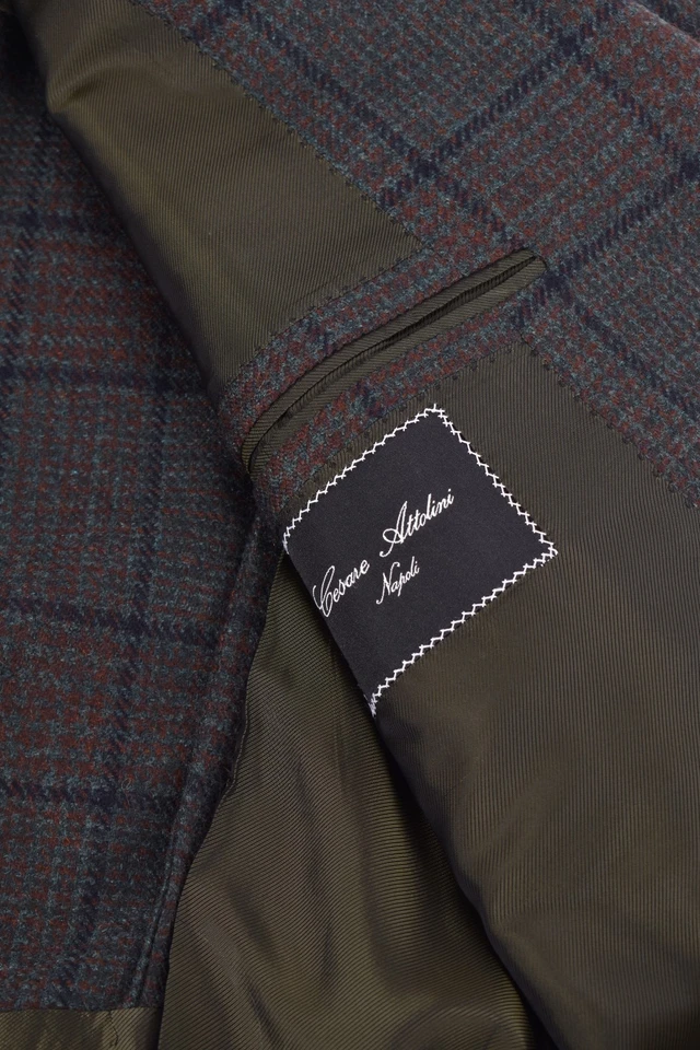 Cesare Attolini $5500 handmade cashmere blazer US 44 EU 54 check - Image 4 of 4