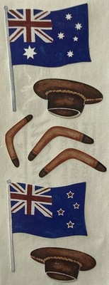 AUSTRALIA Stickers(7pc)Creative Memories  Flags Boomerang￼ Hats Card Making 
