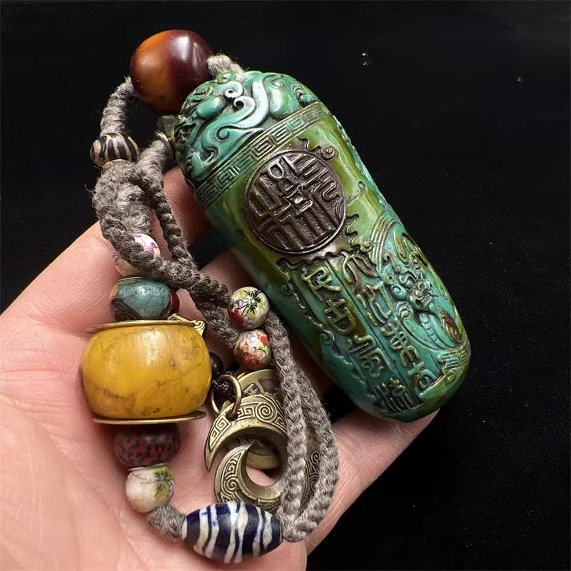 9,7 см ретро патина пять императоров медь монета аксессуары старый сосна камень подвеска - Изображение 2 из 4