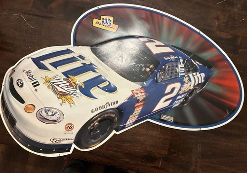 Miller Lite Nascar #2 Rusty Wallace Metal Advertising Beer Sign 31x18 Vtg