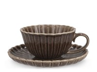 H&h 6 Cups Jumbo Mit Gericht Lotus IN Steingut Brown Cc 400