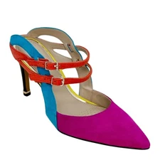 Kenneth Cole Multicolor Riley Suede Double Buckle Stiletto Heels Size 6 NEW!