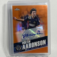 2022 Topps Chrome MLS Paxten Aaronson Auto Orange Refractor /25 14   