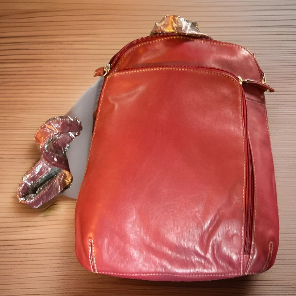 NUEVO Clarks Borgoña Cuero Genuino Mochila Bolso de Hombro Cartera Mochila Rojo  Foto 2 de 4