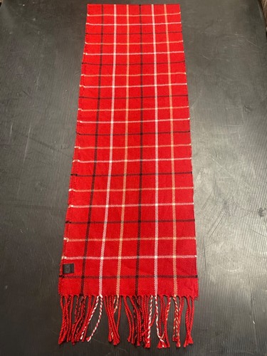 Calvin Klein Scarf Red with Black & White Stripe Check 100% Acrylic 173cm/ 28cm - Picture 2 of 13