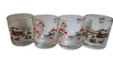 4 Libbey Christmas Mug Set Made In USA Winter