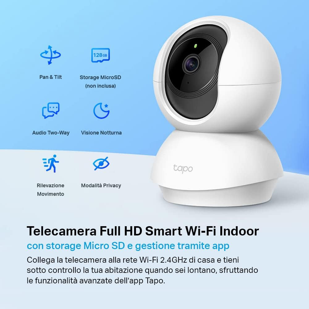 C200P2 Telecamera Wi-Fi Interno, Videocamera Sorveglianza 1080P, Visione Notturn - 2