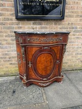 Louis XV Burr Walnut & Rosewood Marble Console Commode with Bronze Detail French