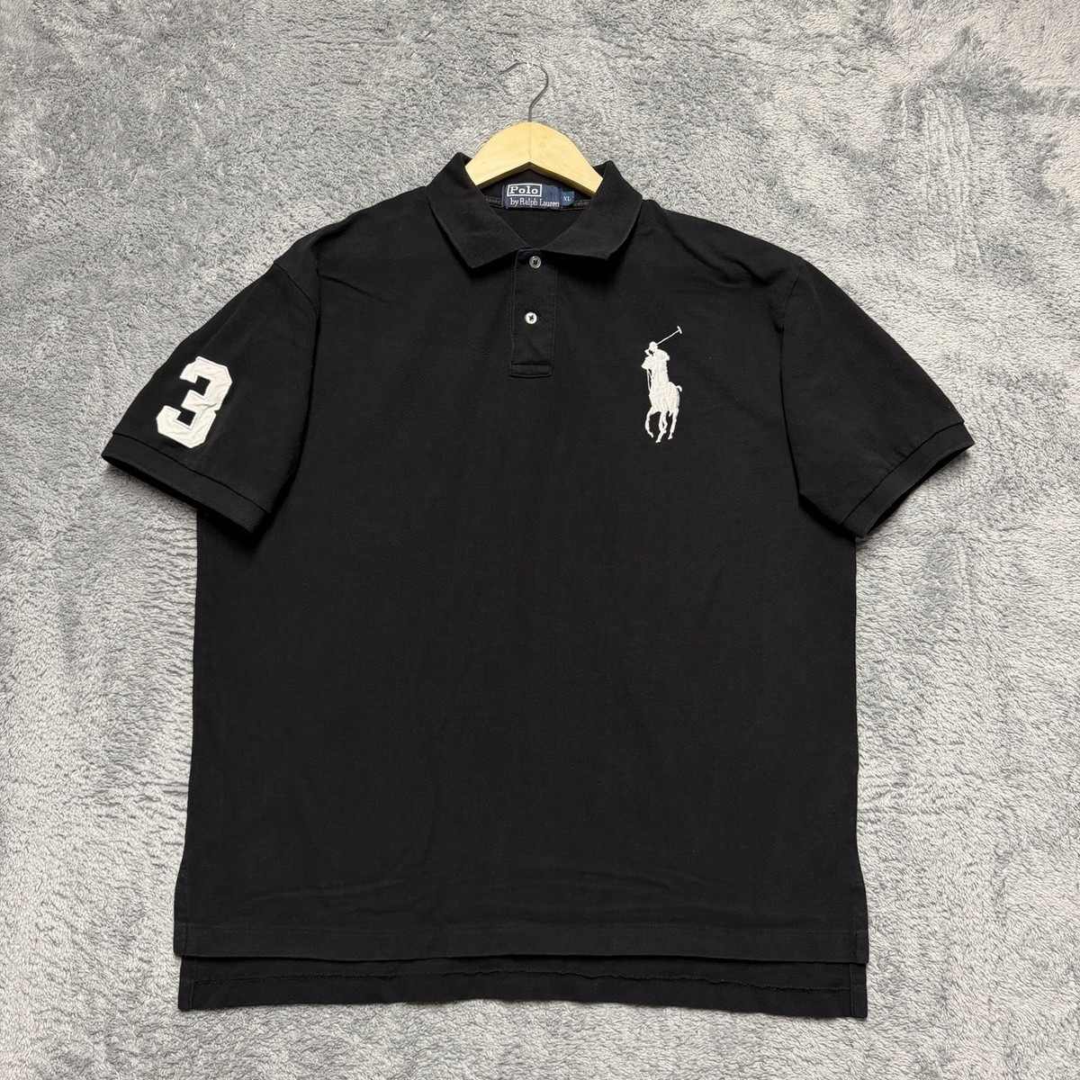 Polo Ralph Lauren Shirt Mens XL Black White Big Pony #3 Rugby