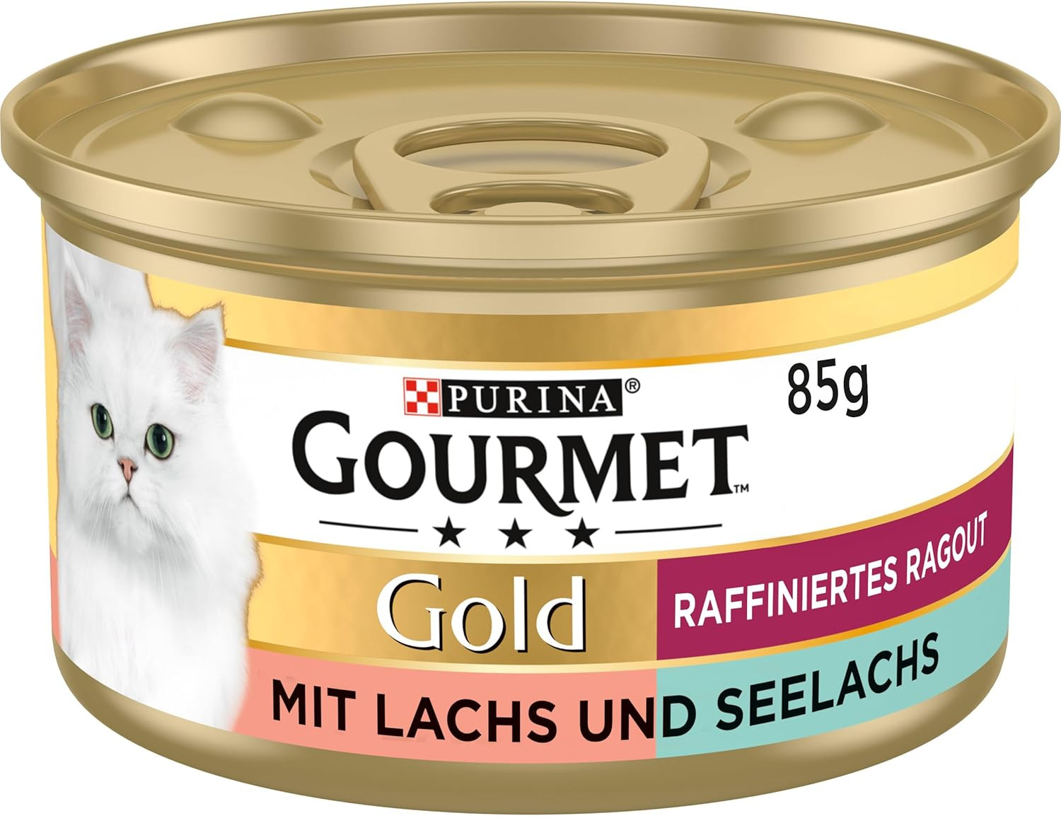 Comida para gatos Gourmet Gold Ragout Duetto salmón húmedo salmón marino 12x85 g paquete múltiple