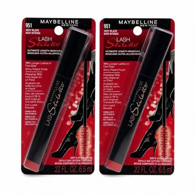 Maybelline Lash Stiletto Ultimate Length Washable Mascara Very Black 951 2 PACK