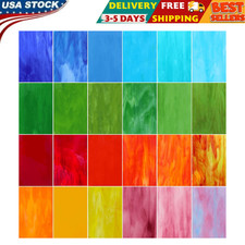 24 Sheets Vibrant Stained Glass Variety Pack   6 x 4 Inch Tiffany Style Opaque A